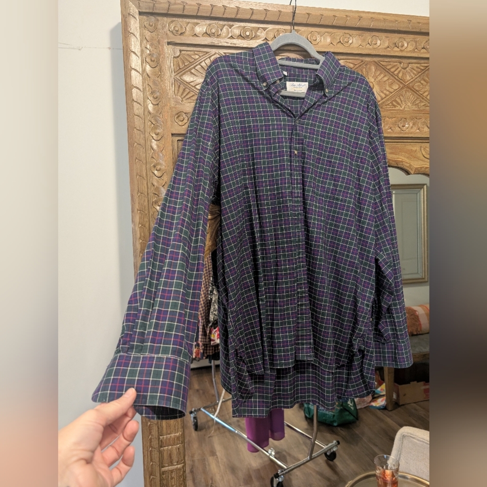 Ben Silver EUC Purple and Green Plaid Button-Up Shirt